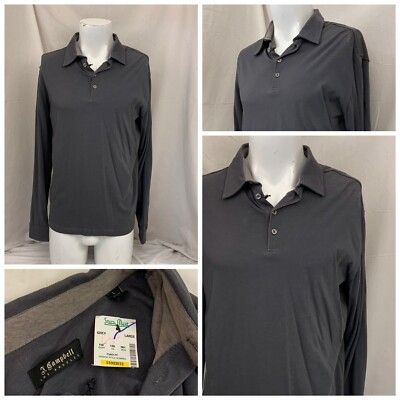 #ad #ad J Cambell Shirt L Gray Polo Long Sleeve 100% Cotton Button NWT YGI X1 125 $20.99