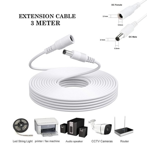 DC POWER EXTENSION CABLE for CCTV CAMERA / LED / DVR / PSU LEAD 12V 5.5 x 2.1mm - Picture 19 of 21