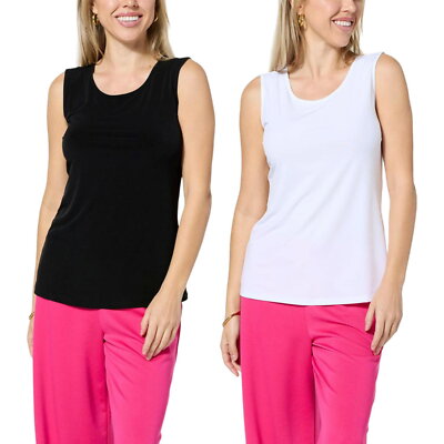 IMAN Global Chic 2-pack Scoop Neck Tank Top Black & White