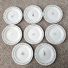 Set of 8 Pottery Barn Bar Lingo Plates Mixed Drinks Cocktails Appetizer 8 Inch