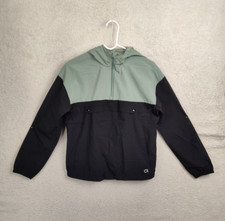 GapFit Boys Outerwear XXL Green Poly Blend Hooded 1/4 Zip Tech Anorak Jacket