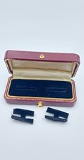 VINTAGE Brown Leather and Velvet Interior Cufflinks Earring Box