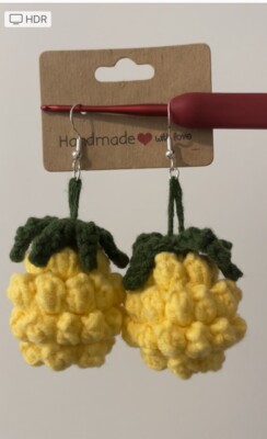 Handcrafted Crochet Pineapple Earrings 