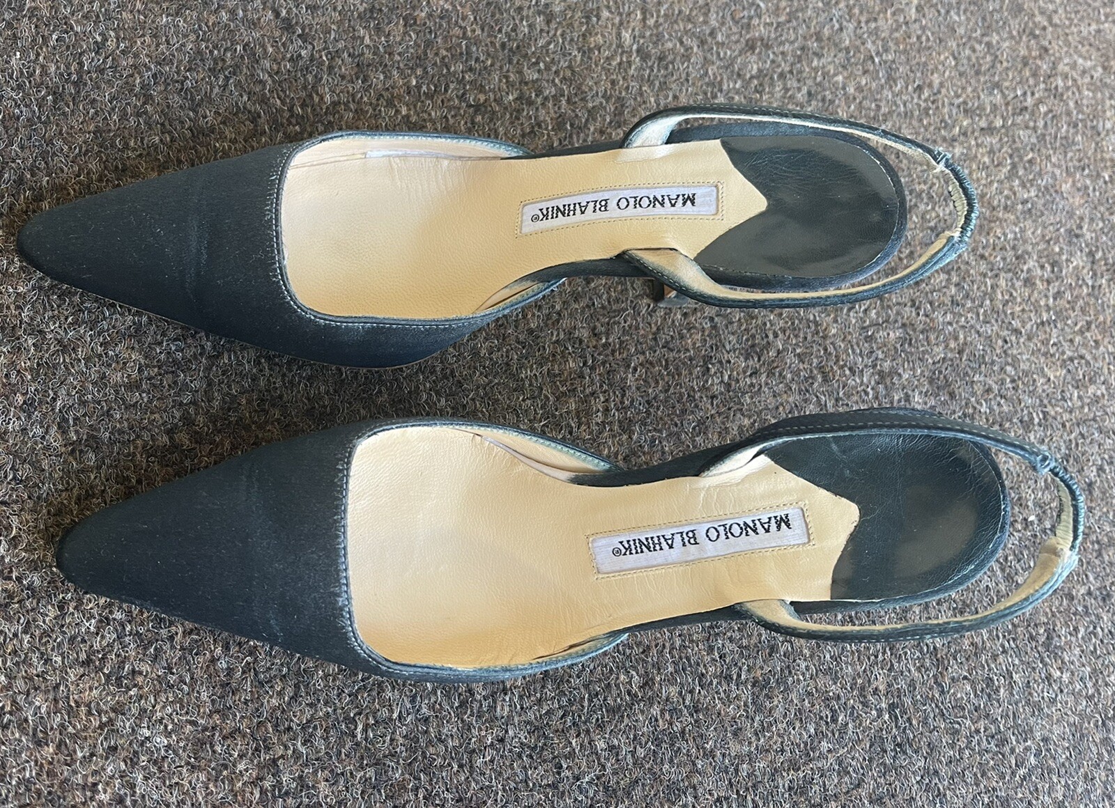 Manolo Blahnik Satin Slingback Green Heels Ladies 36.5 | eBay