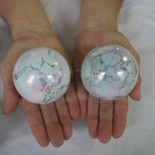 2Pcs 1Kg Rainbow Aqua Aura White Howlite Quartz Crystal Ball Titanium Coating