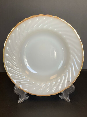 Anchor Hocking Fire King White and Gold 2366 Dish 8.75