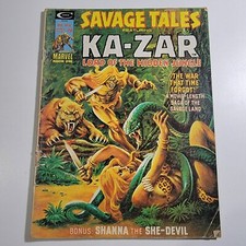 Revista Savage Tales #8 Marvel Comics 1975 Ka-Zar y Shanna the She-Devil 2,0 buena