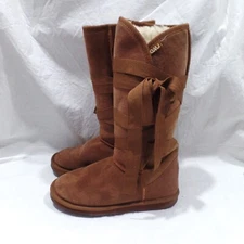 EMU Boots Suede Merino Wool Lined Womens Pull On Tie Brown Size 6