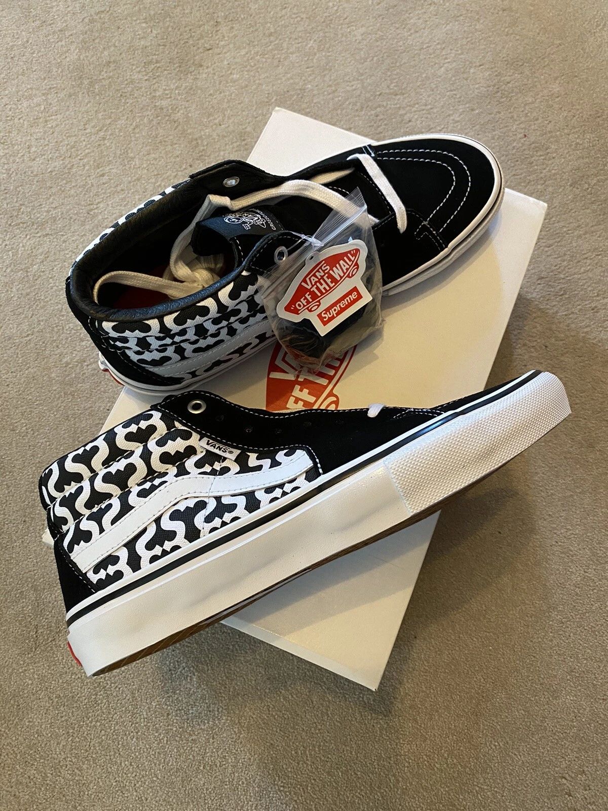 Vans Skate Grosso Mid Supreme Monogram S Logo Noir UK 9 Neuf