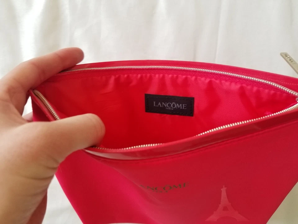 Lancome Paris Eiffel Tower Cosmetic Bag Makeup Organizer Travel Red 7.75" x 9" - Image 2 of 4