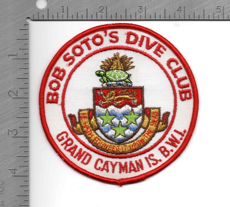 BOB SOTO'S DIVE CLUB Grand Cayman Islands embroidered patch unused Scuba RARE
