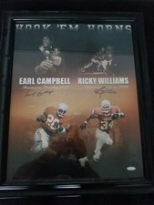Texas Longhorns Earl Campbell and Ricky Williams sign poster 