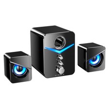 Surround Sound System LED PC Speakers Gaming Bass USB Wired Fit Desktop Computer