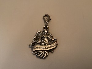 "GUARDIAN ANGEL BE AT MY SIDE" metal ANGEL KEYCLIP Pendant, front&back of angel!