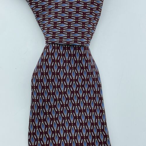 Barrington Herren Seidenkrawatte rot blau geometrisches Muster 3,75" Business formell Hochzeit