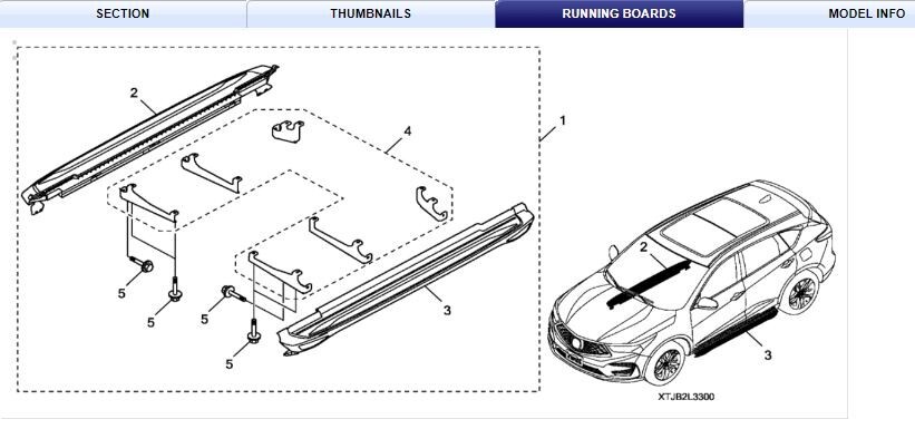 ACURA RDX 2019-2025 RUNNING BOARDS GENUINE OEM PART # 08L33-TJB