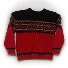 Vintage NG Boy  s Size 4T Red Black Cotton Blend Crew Neck Sweater Fair Isle