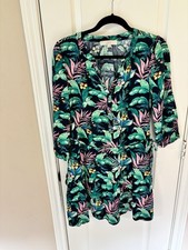 LOFT Women's Dress Size Small Flowers Linen Blend Tropical Summer Waist Tie