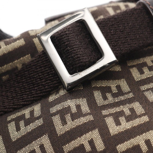 Fendi Zucchino Shoulder Bag Canvas Leather Brown Women Used Authentic thumbnail 8