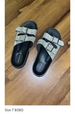 Women  s Black Size 7 Sparkle Sandals Flip Flops