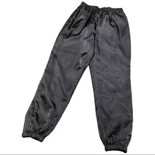 Vintage 90s Joggers Black Satin Windbreaker Track Drawstring Pant Streetwear L