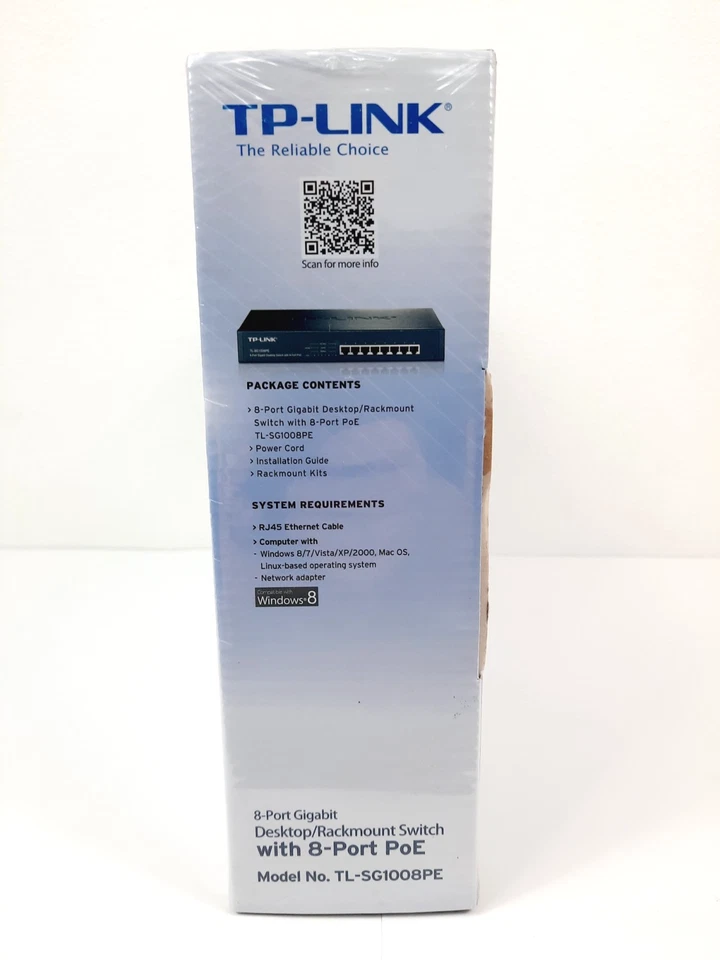 Гигабитный сетевой коммутатор TP-LINK TL-SG1008PE 8 портов PoE, новый запечатанный - Изображение 4 из 4