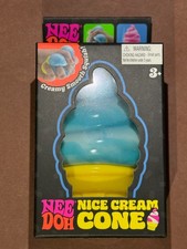 Schylling NeeDoh Nice Cream Cone Blue White Squishy Toy New Sealed