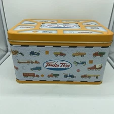 Tonka Toys 1998 Tin/Metal Storage Box with Lid Hasbro Trucks Storage Vintage EUC