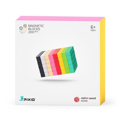 PIXIO-200 Blocks in 8 Colors | Magnetic Building Blocks | DAMAGED BOX 30% OFF