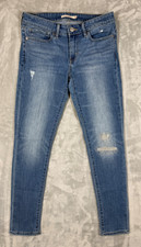 Levi  s 711 Skinny Jeans Women  s Size 27x30 Medium Wash Distressed Indie Grunge