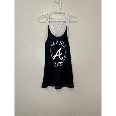 Atlanta Braves MLB Girls Navy Blue Double Layer Racerback Tank Top Size S 6/6X