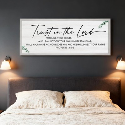 Trust in the Lord with all Your Heart Framed Wall Art, Positive Religious Bla...