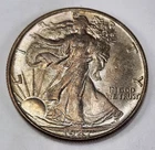 1947 Walking Liberty Half Dollar  Almost Uncirculated  Toning 90% Silver AU