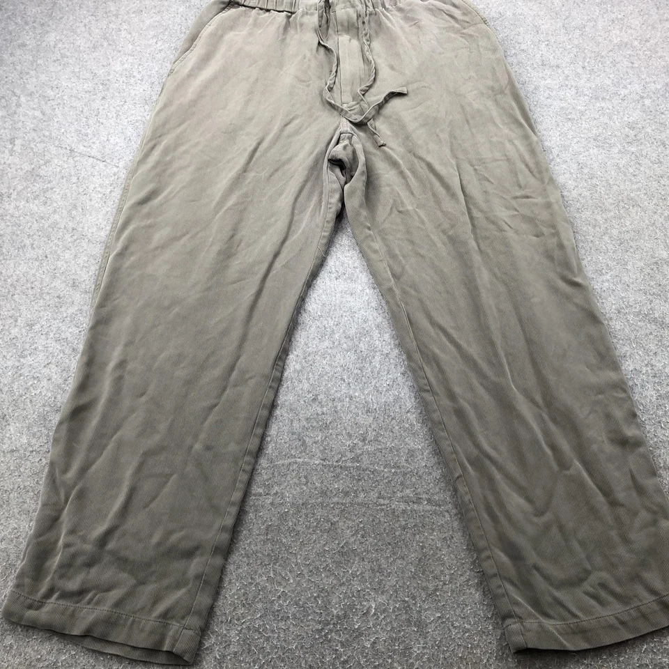 Caribbean Pants Mens 34x30 Olive 100% Silk Drawstring Elastic Waist Lounge Beach - Image 2 of 4