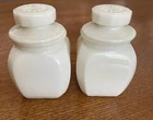 2 Vintage Wheaton Ivory Milk Glass Dresser/Apothecary Jars With Lids, 3.25 Tall