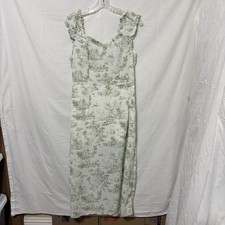 Cider  Toile de Jouy Ruffle Trim Slit Midi Dress size L
