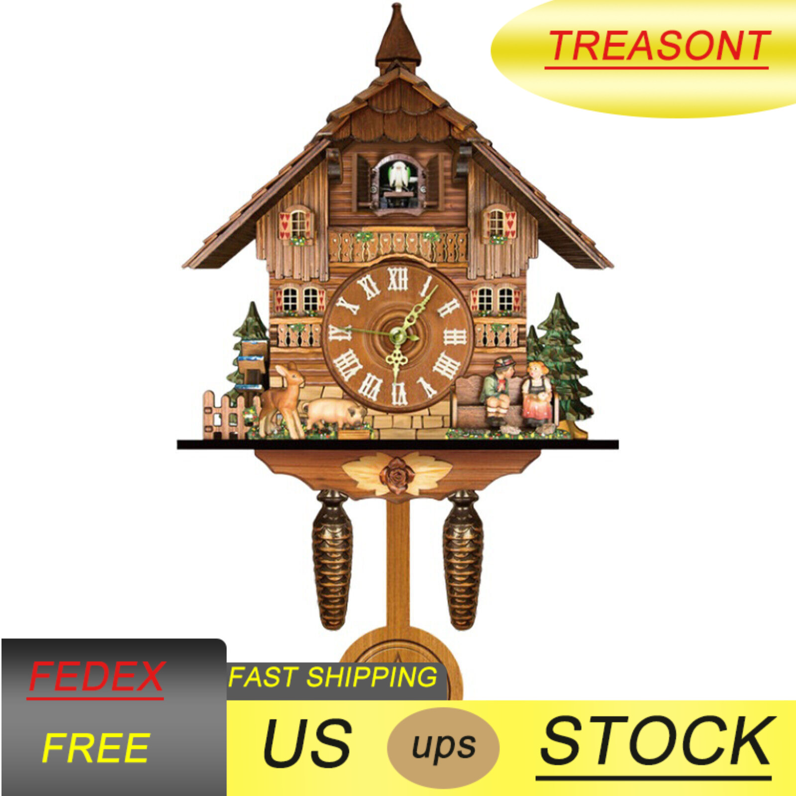 Wall Hanging Clock  Clock Cuckoo Modern Vintage Clock Home Decor US