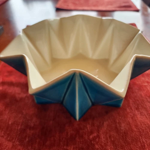 Red Wing Prismatique 791 Ceramic Planter, Bowl in Turquoise and white