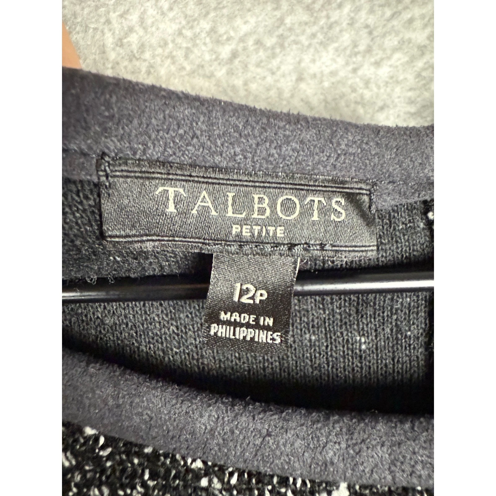 VETEMENTS Abito Talbots 12 Petite Nero Tweed Tubino Carriera Ufficio Accenti Oro Spessore
