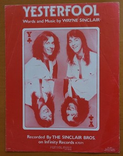 THE SINCLAIR BROS Yesterfool Sheet Music 1978