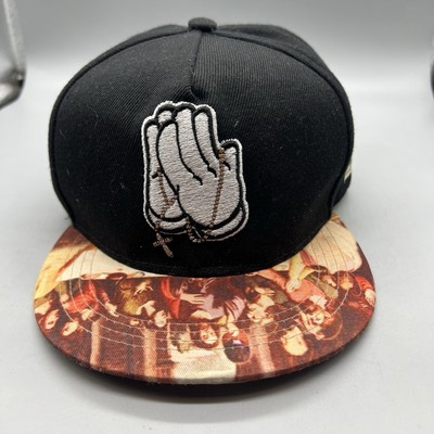 Cayler & Sons Snapback Hat Praying Hands Break Bread Last Supper Brim Black Cap