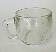 Vintage Nescaf&eacute; Etched Glass World Map Mug &ndash; Globe Coffee Cup Advertising Promo