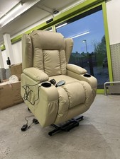 ELECTRIC RISE RECLINER WINGED LEATHER ARMCHAIR MASSAGE HEATED CHAIR