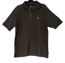 Tommy Bahama Polo Shirt Men's Medium Brown Short Sleeve Oversized Classic