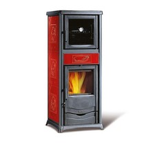 STUFA A LEGNA NORDICA ROSSELLA PLUS FORNO.165 CERAMICA LIBERTY BORDEAUX