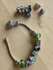 Pandora Silver Moments Snake Chain Bracelet inc 3 stoppers & 14 unbranded charms