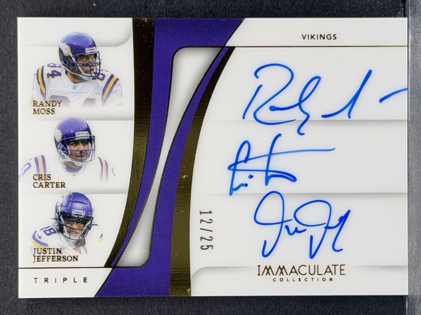 2024 Panini Immaculate Cris Carter Justin Jefferson Randy Moss Triple AUTO 12/25