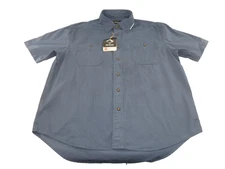NEW Men's Dri Duck Short Sleeve Brick Work Shirt-Large, Steel Blue (4286)