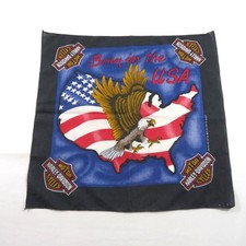 Harley Davidson Bandana Handkerchief Black White Eagle Made in USA 21x21 1990s