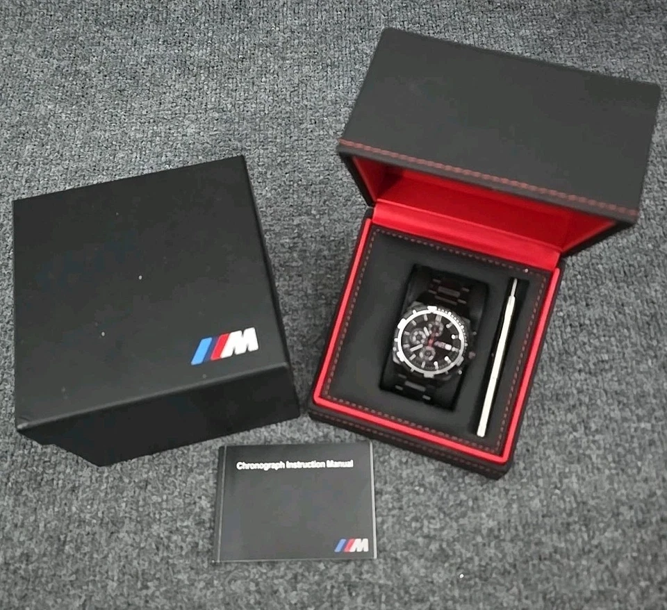 BMW Watch Chronograph Black M Performance 43mm 80262406694 Motorsport Accessory - Image 4 of 4
